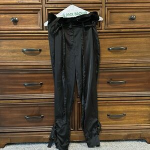 Black polyester shiny joggers